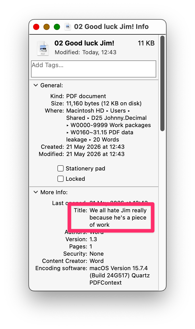 Screenshot of the macOS file info pane clearly showing the original file title.