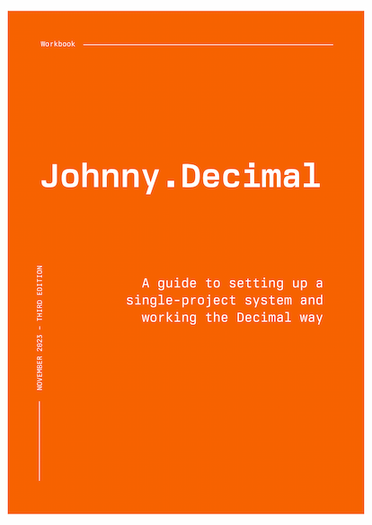 The cover sheet of the Johnny.Decimal PDF