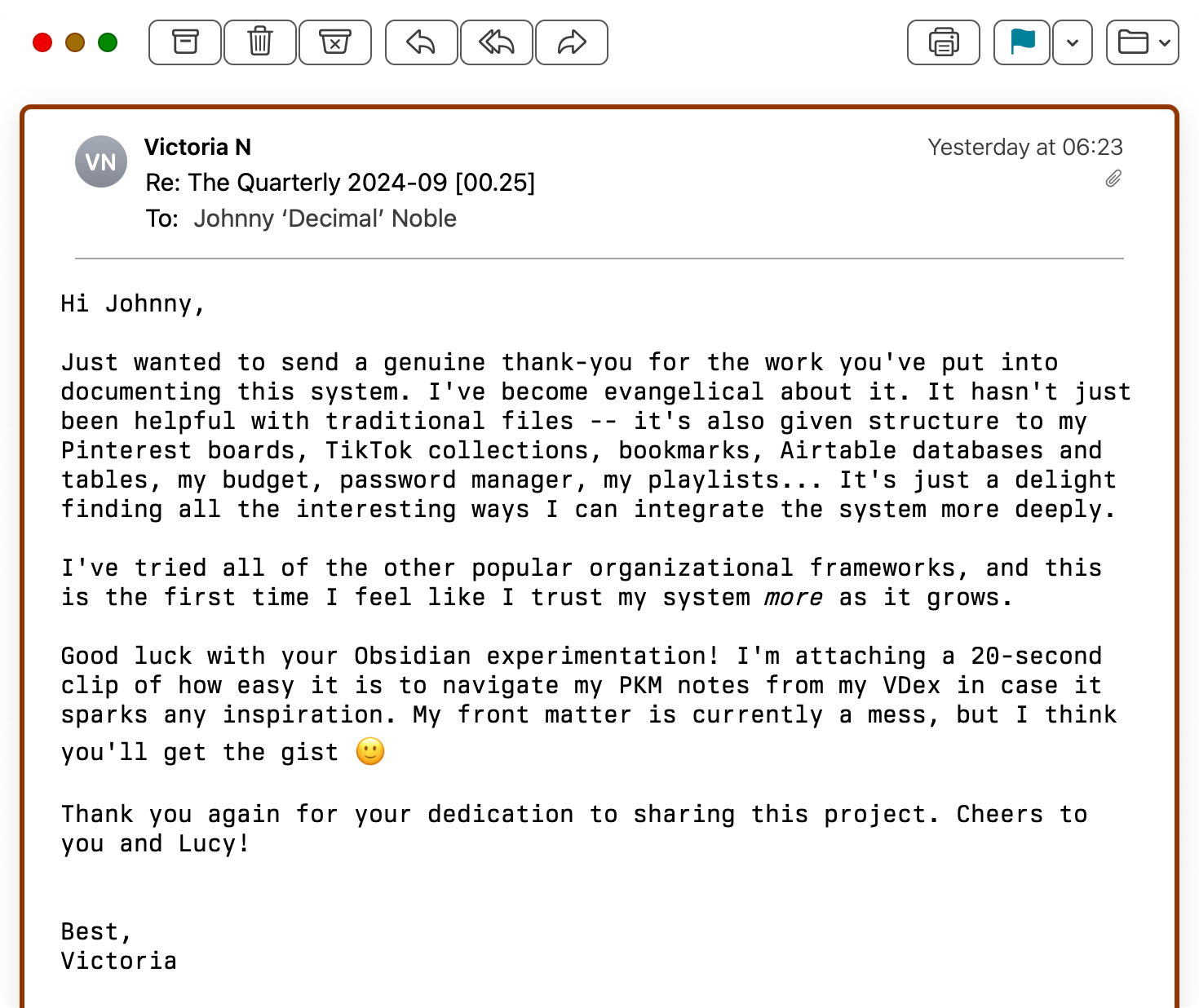 Testimonial from Victoria.